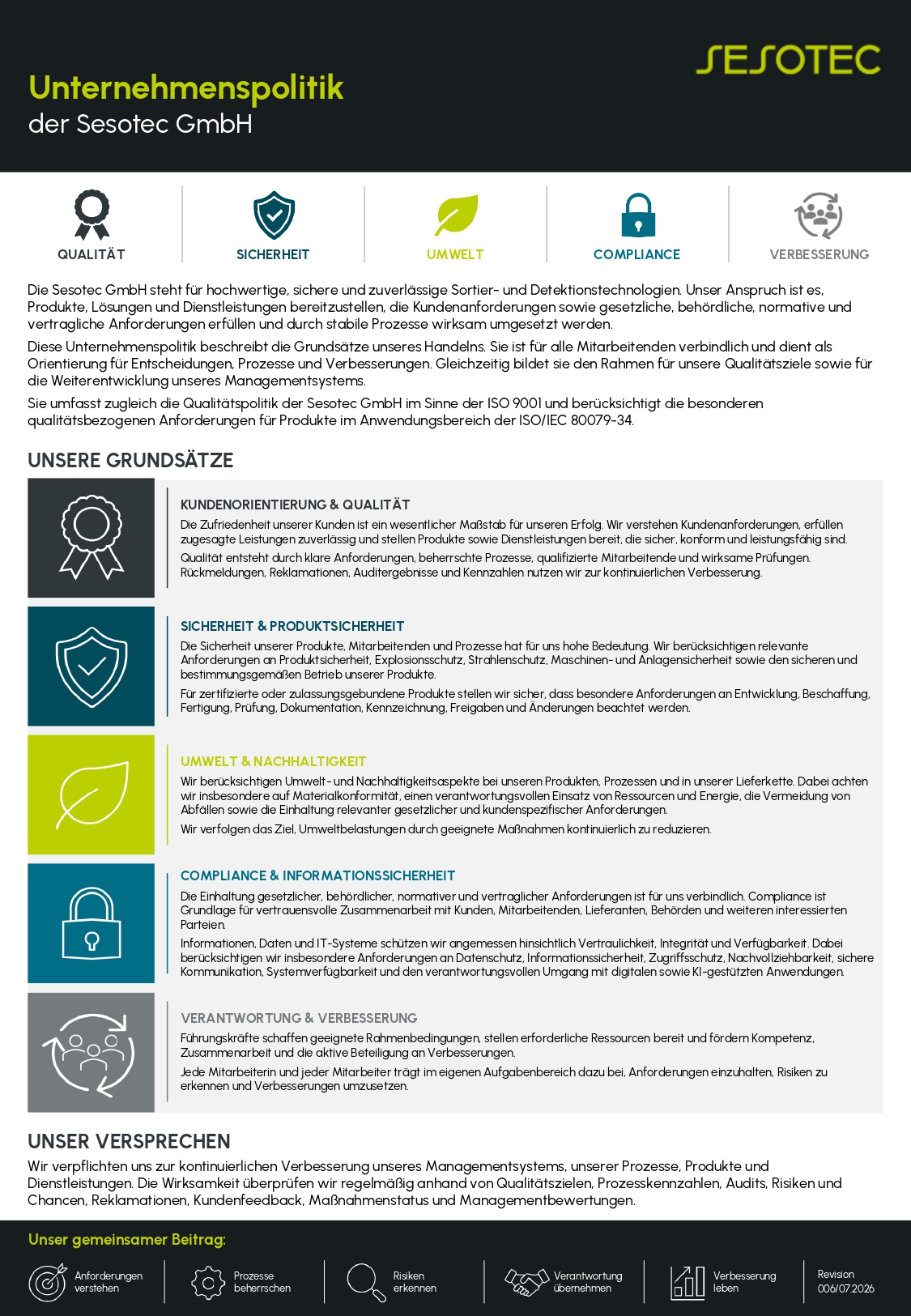 Sesotec Quality Management 2023