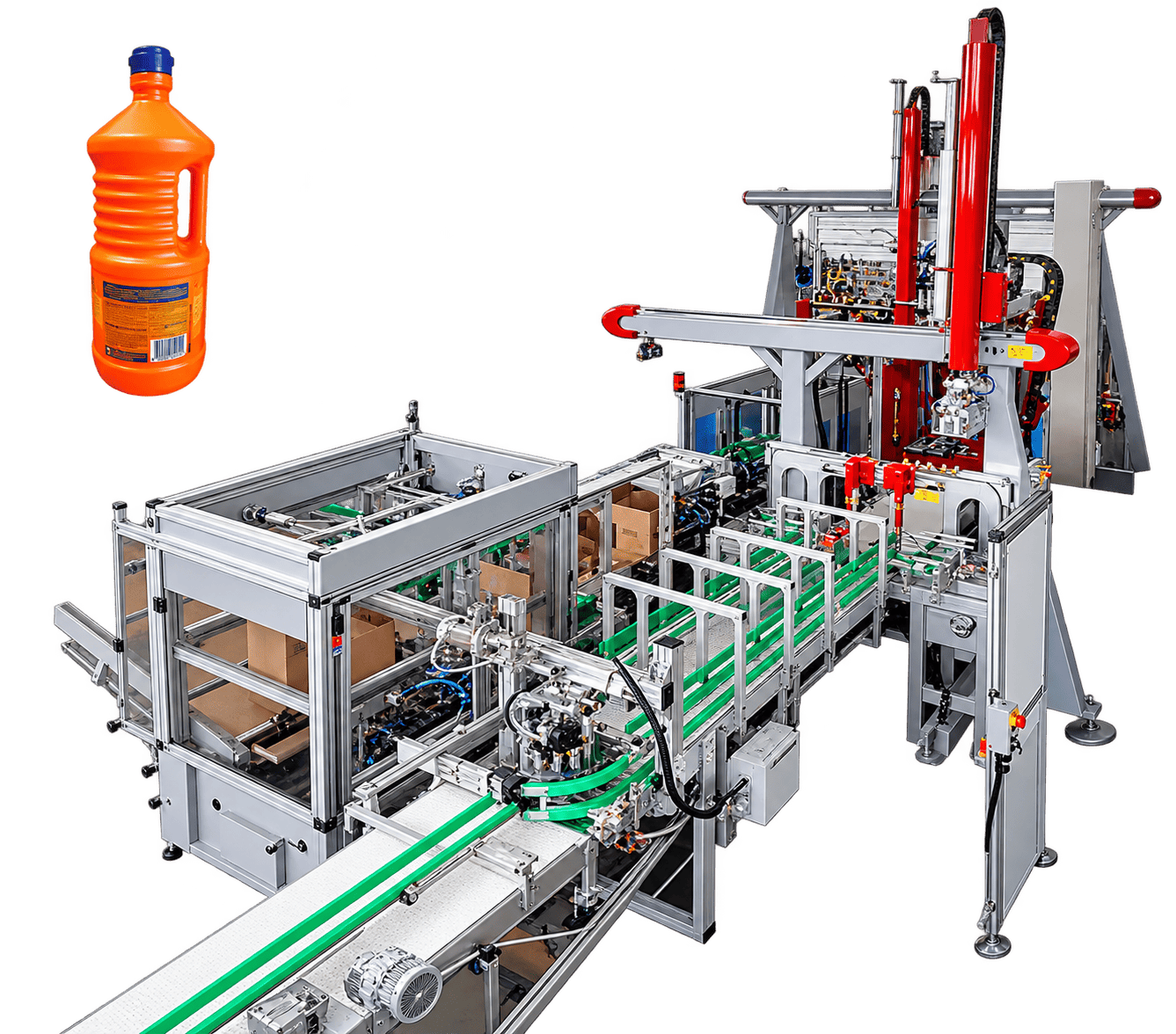 Detergent Bottle Quality Control and Packaging System